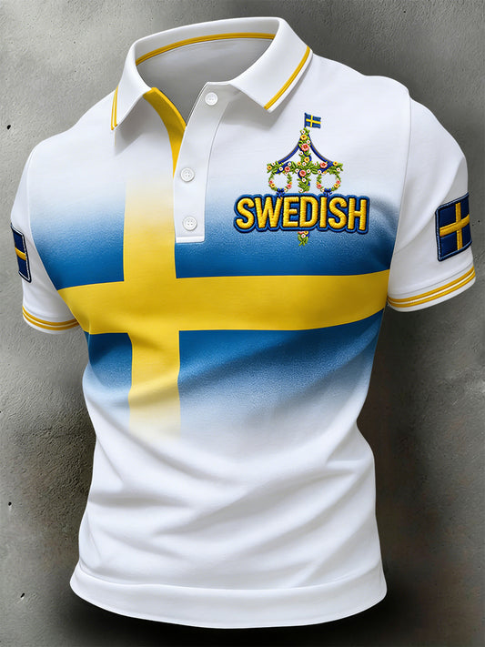 Retro Swedish Midsummer Gradient Relaxed Polo Shirt