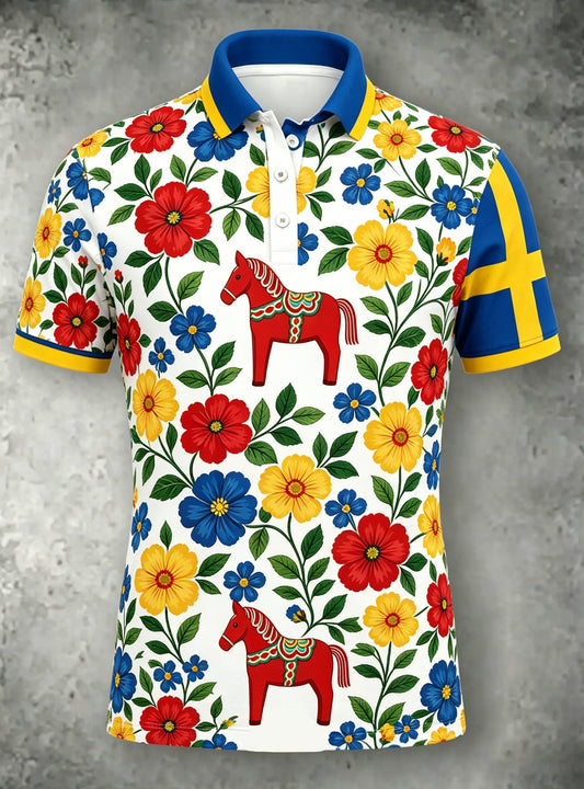 Ladies' Swedish Midsummer festival keepsake print polo