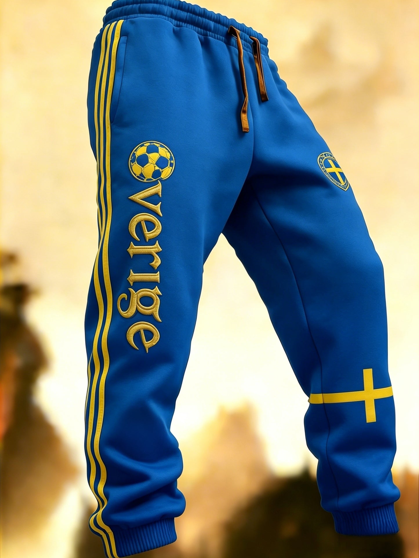Men's Retro Viking Swedish Football Flag Pattern Casual Shorts