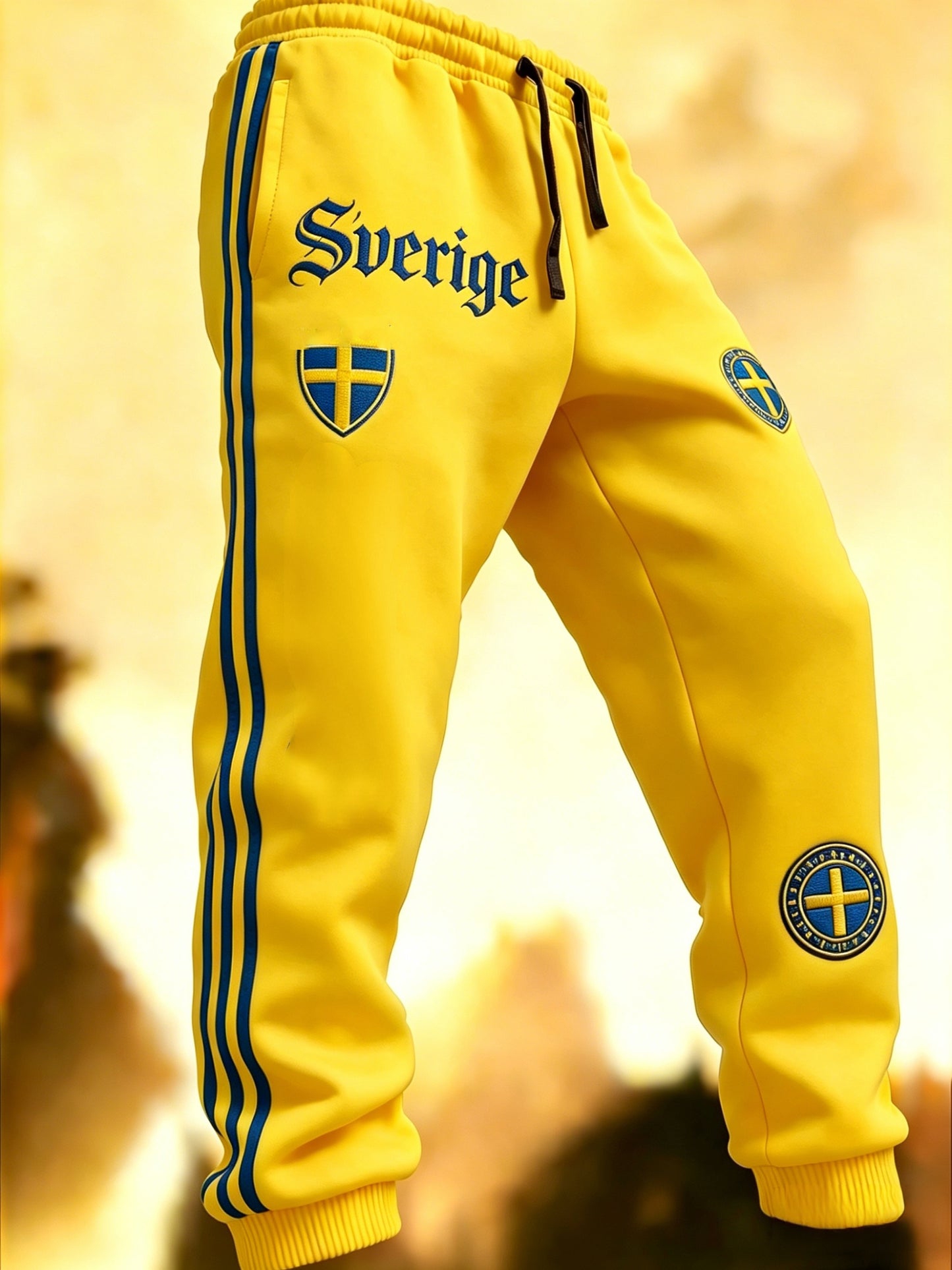Men's Retro Viking Swedish Football Flag Patterned Casual Shorts