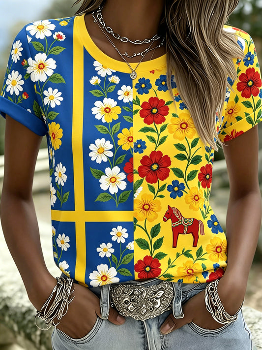 Ladies Swedish Midsummer Festival Souvenir Art Print T-Shirt