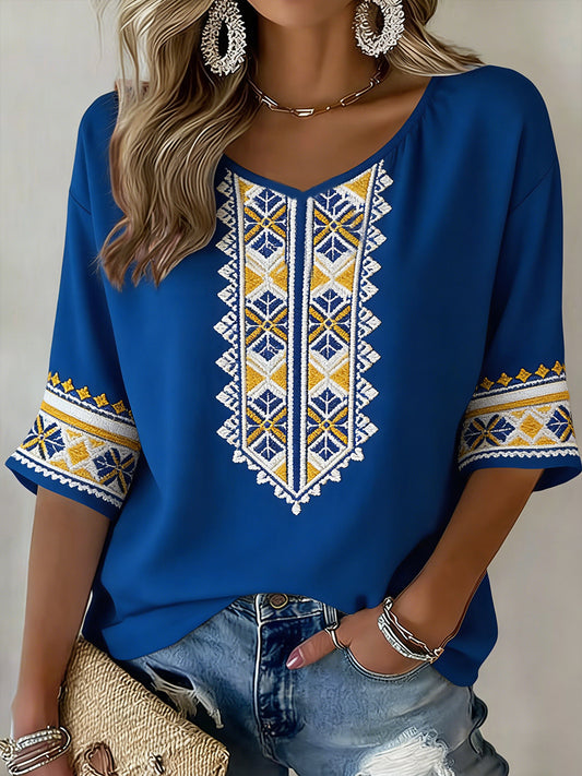 Retro Swedish Midsummer Art Print Relaxed Top