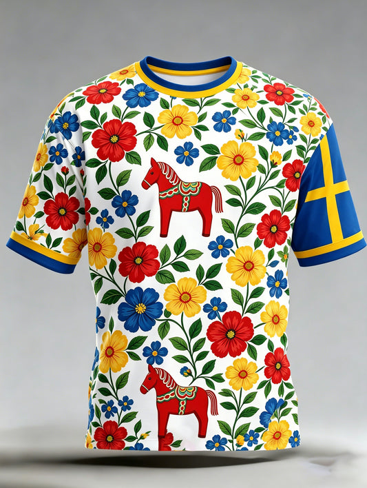 Men's sweatshirt with art print celebrating the Swedish Midsummer festival