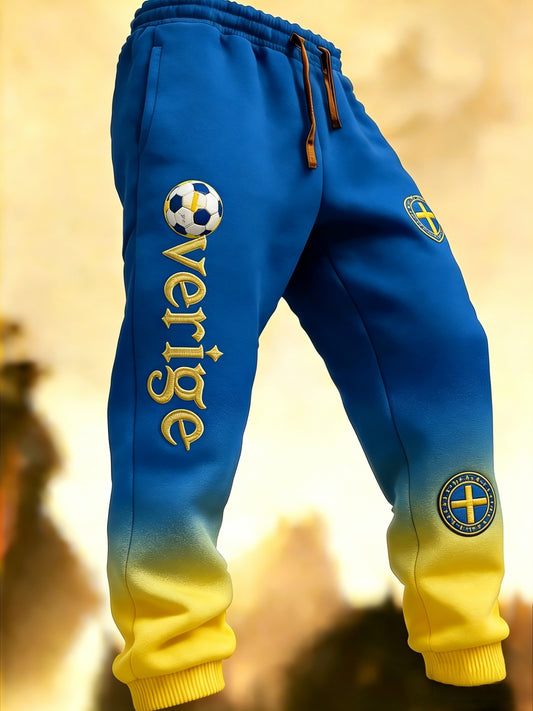 Men's Retro Viking Swedish Football Flag Patterned Casual Shorts