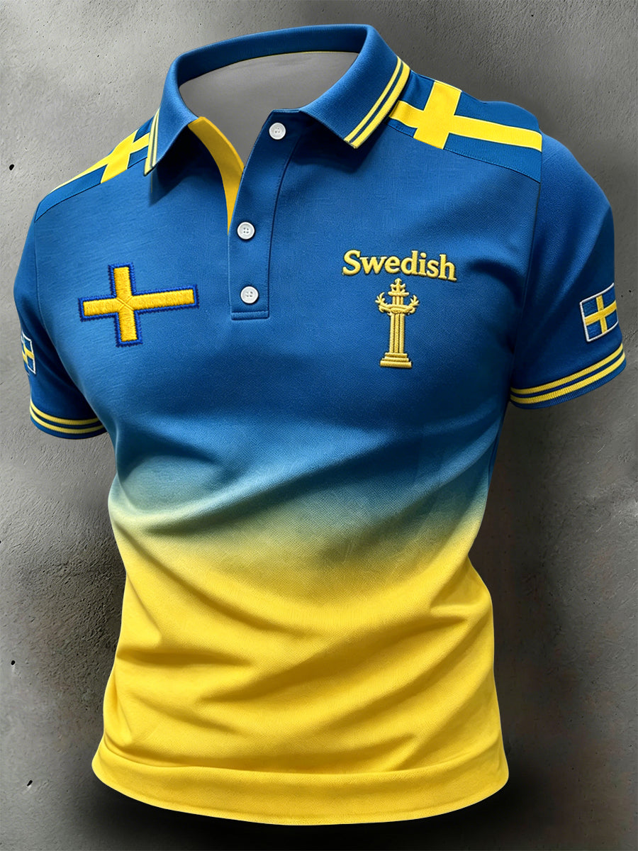 Retro Swedish Midsummer Gradient Patchwork Article Turtleneck