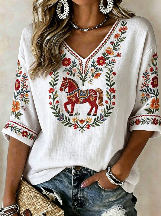 Women's Summer Floral Print Casual T-shirt