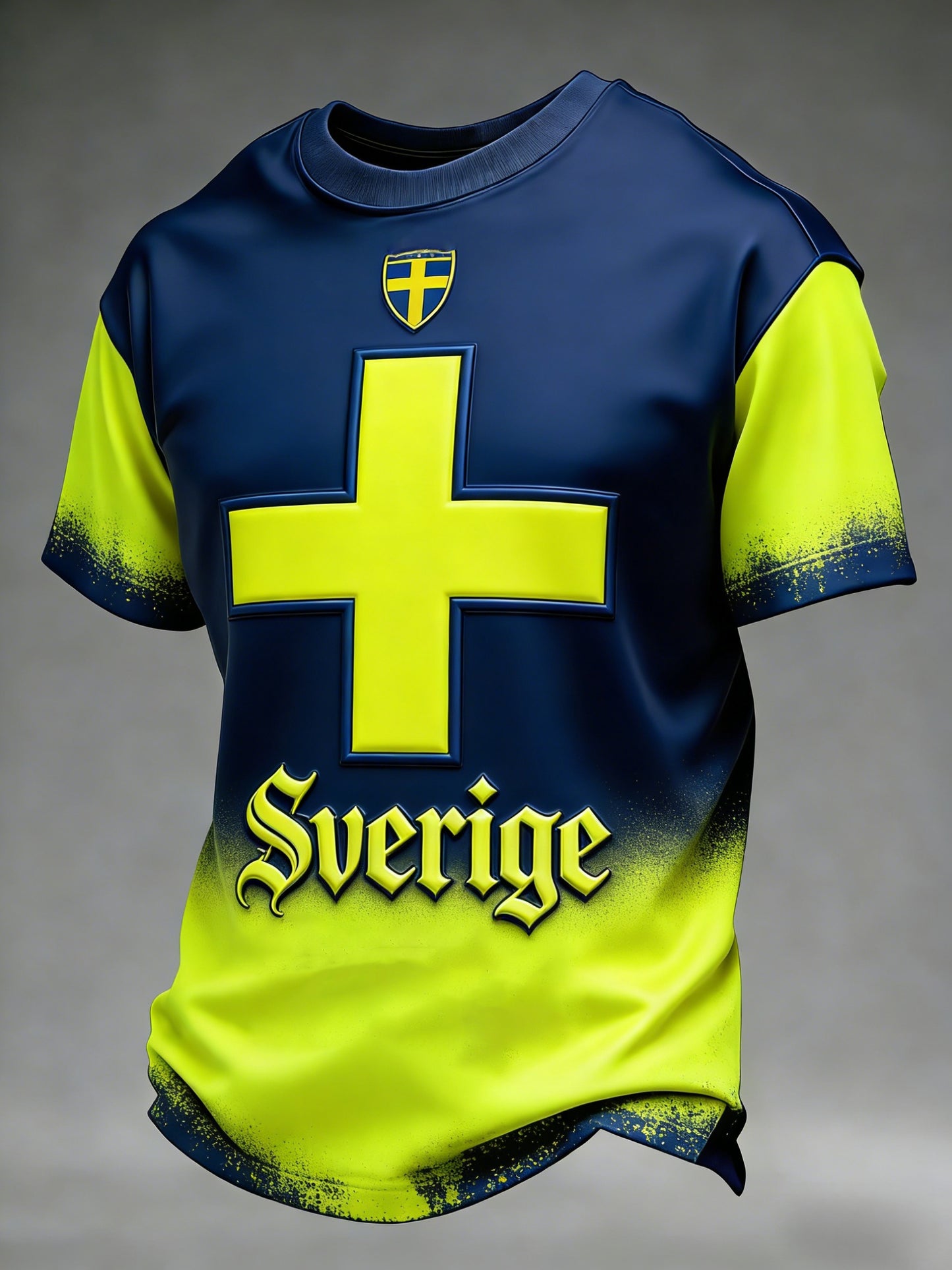 Retro Swedish Football Flag Badge Casual Short Sleeve T-Shirt