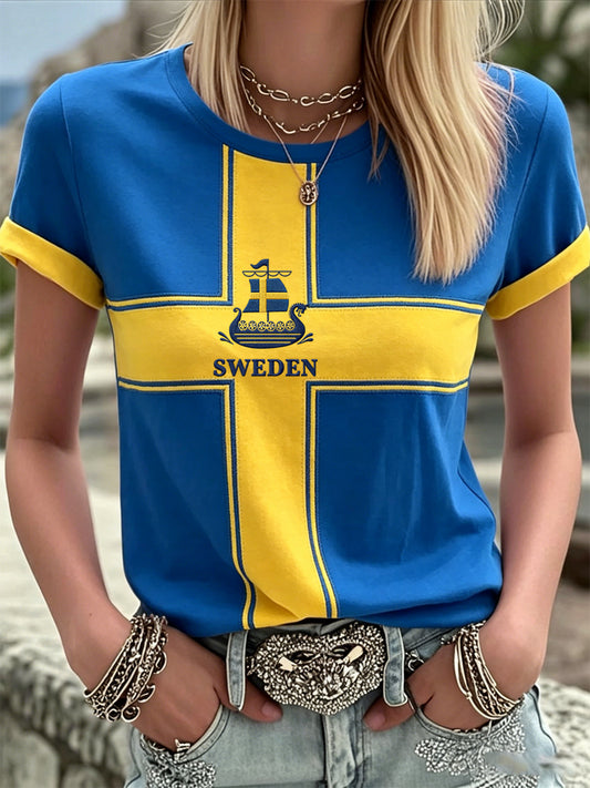 Ladies' Swedish print t-shirt