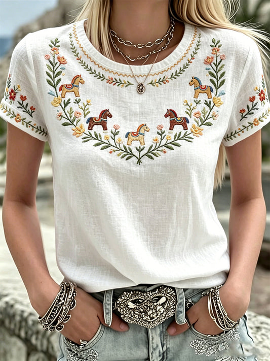 Women's Summer Floral Print Casual T-shirt