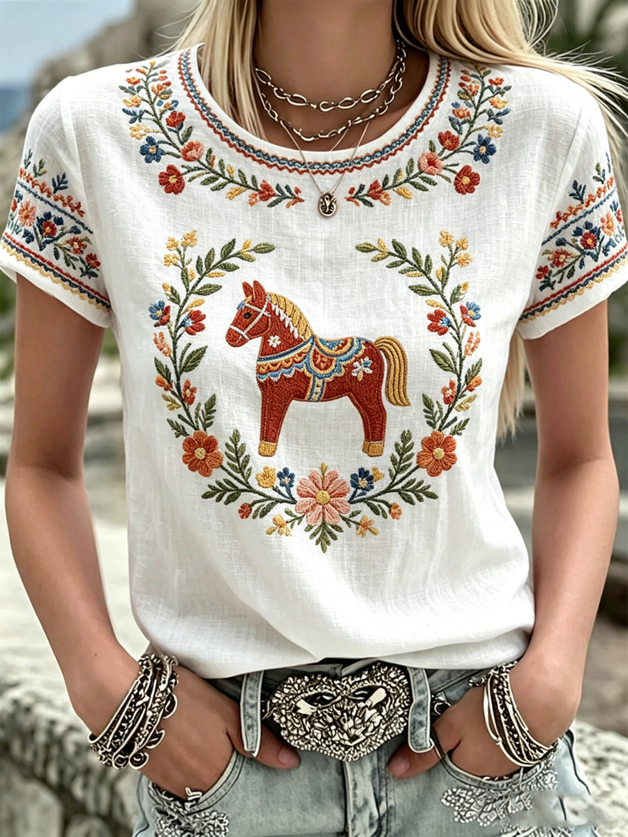 Women's Summer Floral Print Casual T-shirt