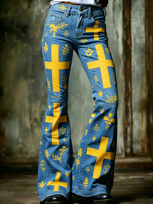 Ladies' Swedish Midsummer festival keepsake print trousers