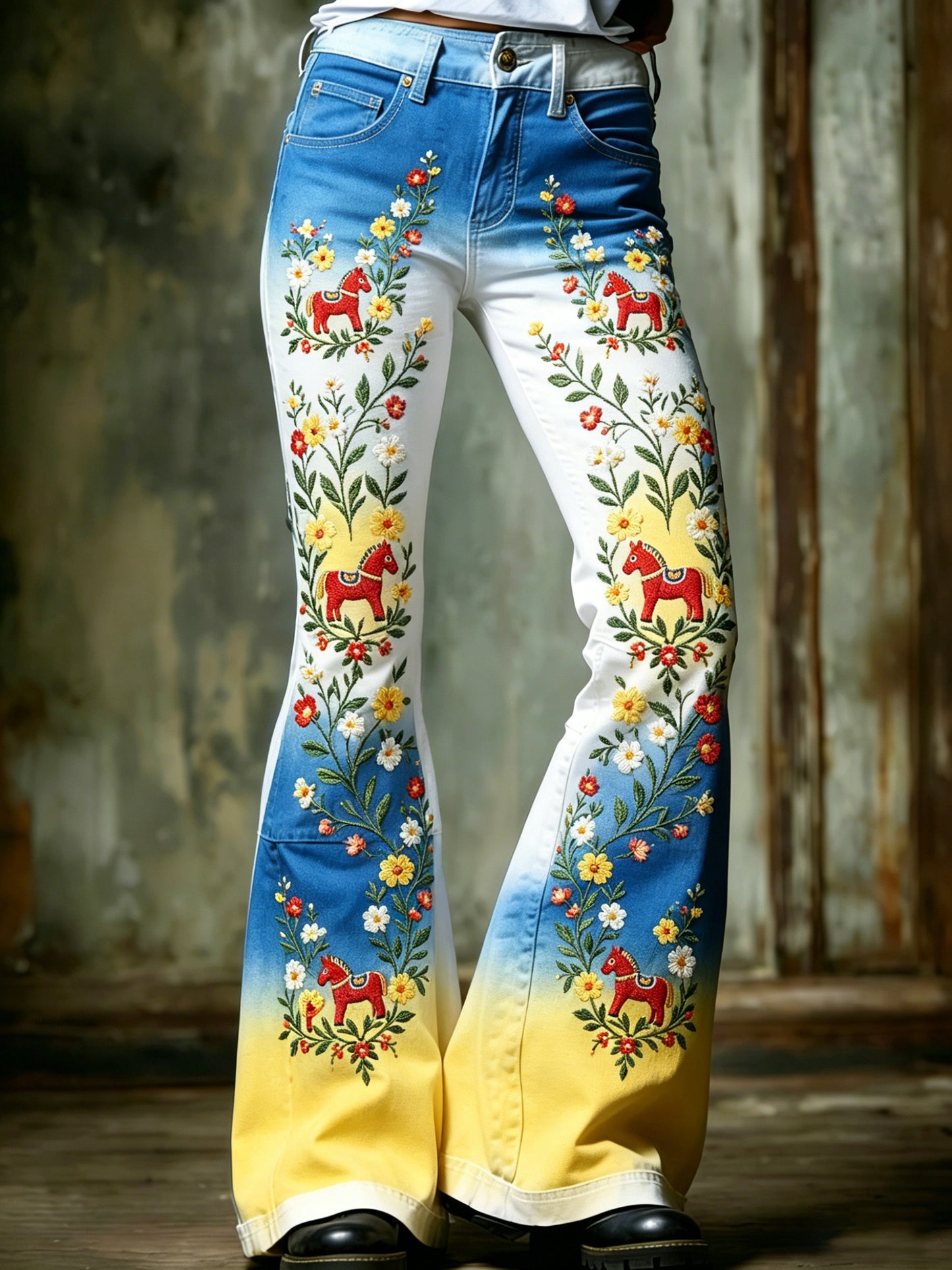 Ladies' Swedish Midsummer festival keepsake print trousers