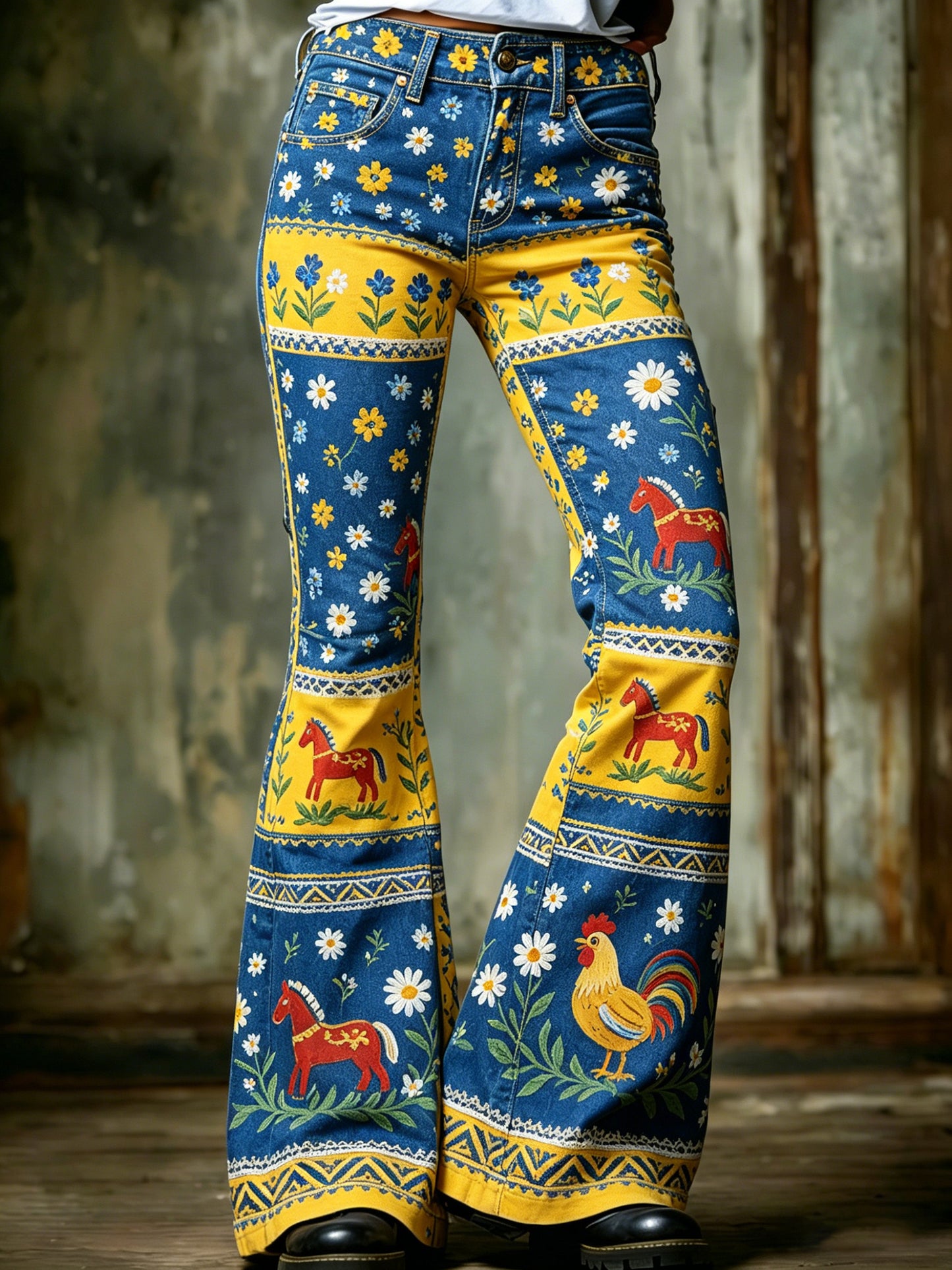 Ladies' Swedish Midsummer festival keepsake print trousers