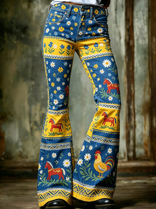 Ladies' Swedish Midsummer festival keepsake print trousers