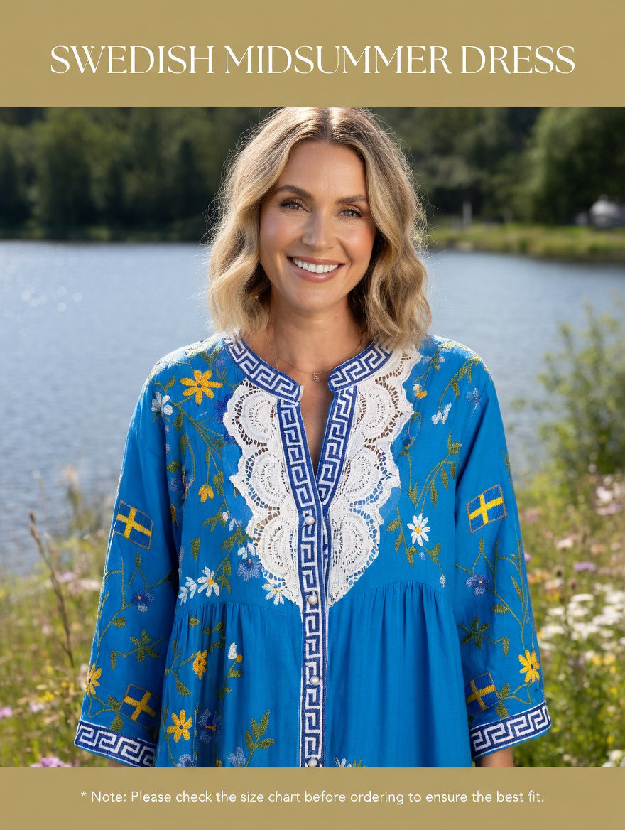 Kvinnors Vintage midsommar Floral Art Print Casual Cotton-Linen Klänning