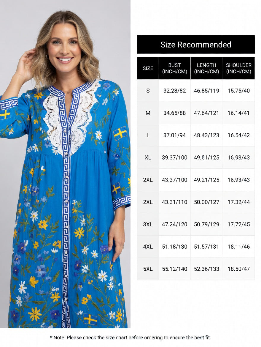 Kvinnors Vintage midsommar Floral Art Print Casual Cotton-Linen Klänning