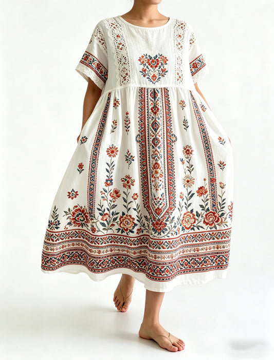 Ladies' Swedish Midsummer Festival Memory Art Print Long Dress