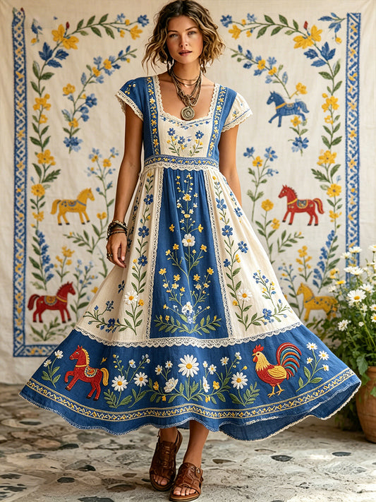 Women's summery country-style floral dress