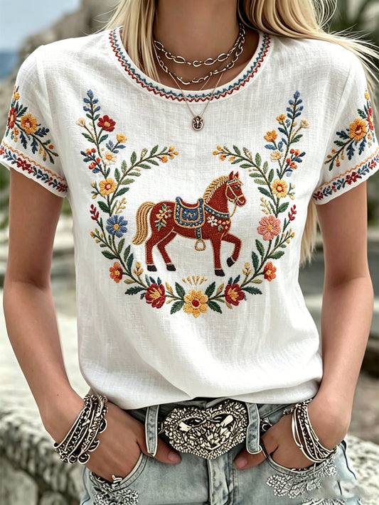 Women's Summer Floral Print Casual T-shirt