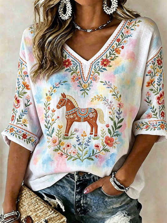 Women's Summer Floral Print Casual T-shirt