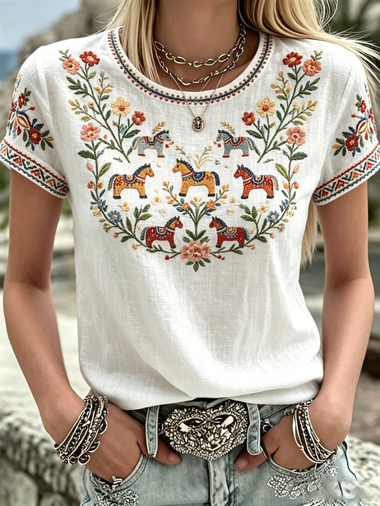 Women's Summer Floral Print Casual T-shirt