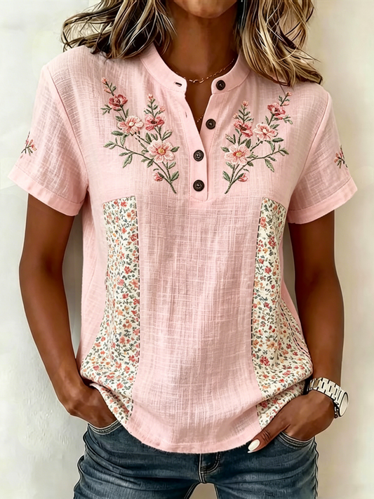 Women's floral short-sleeved t-shirt