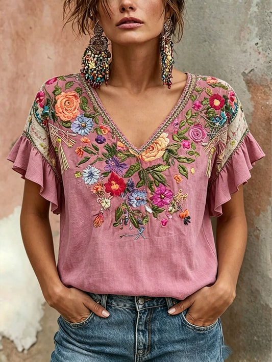 Women's Pink Floral Breast Cancer Awareness T-Shirt