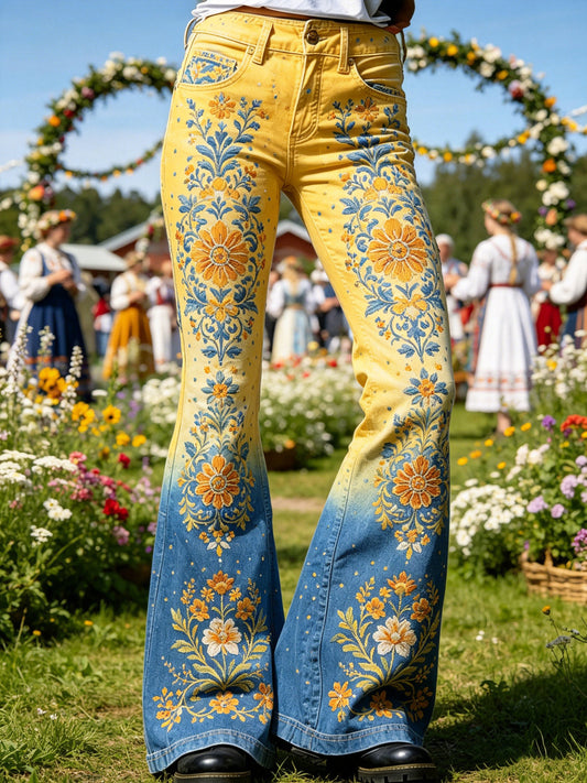 Ladies Swedish Midsummer festival memorial art print trousers
