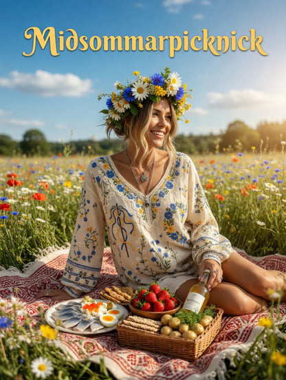 Dams Vintage Midsommar Blommigt Konsttryck Avslappnad Topp i Bomull-Linntyg