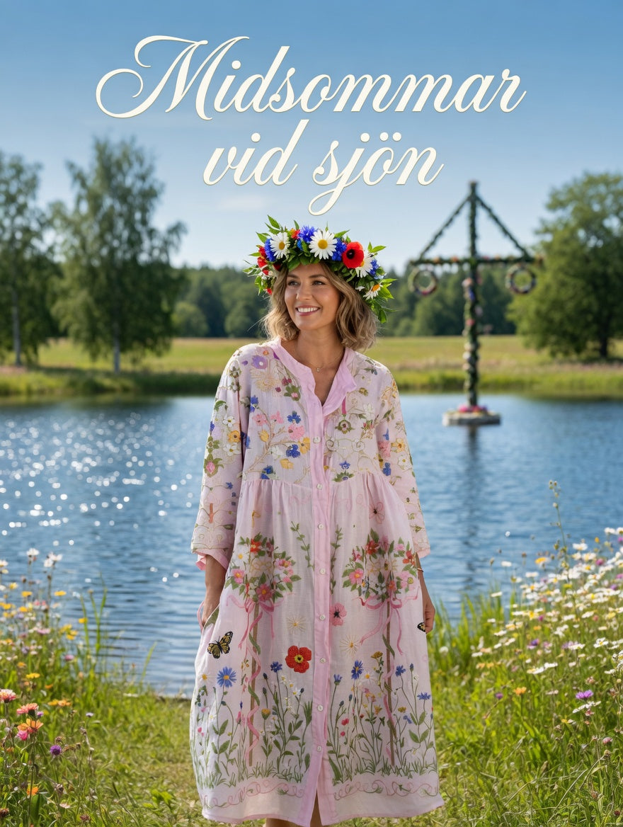 Women's Vintage Midsummer Floral Art Print Cotton Linen Loose Dress