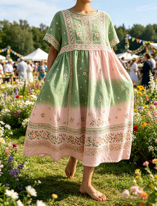 Women's Swedish Midsummer Festival Memory Art Print Maxi Dress