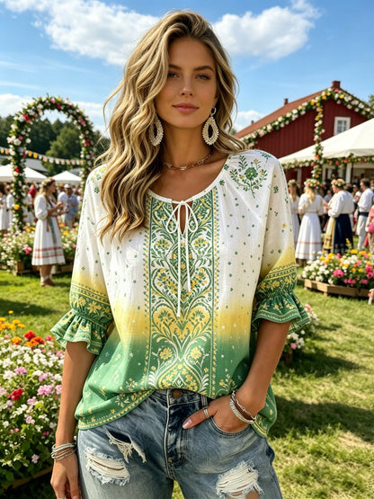 Damer Svensk midsommarfest minneskonsttryck T-shirt