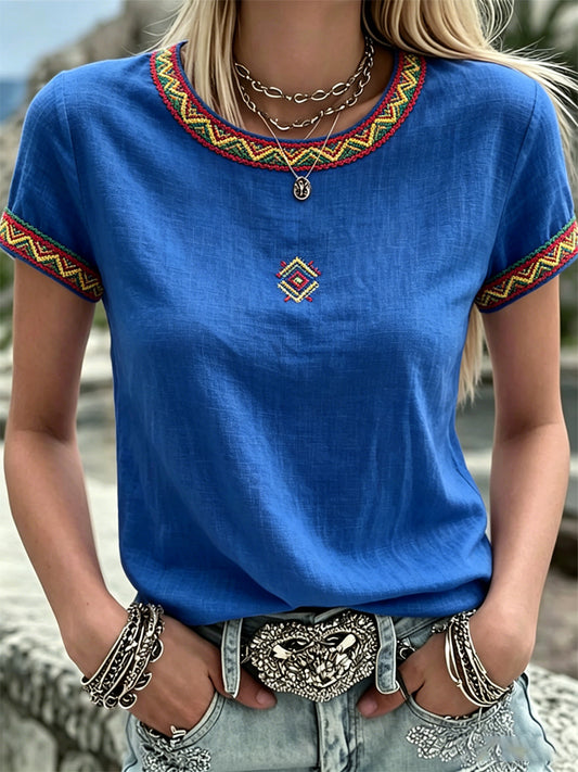 Damsvensk tryckt casual t-shirt