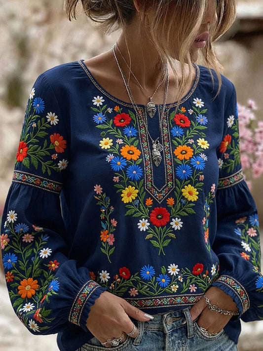 Retro Midsummer Festival Art Print Relaxed Top
