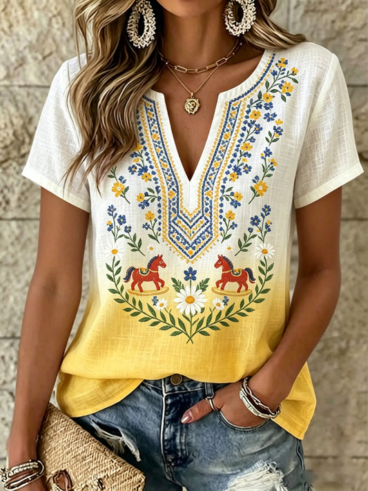 Ladies Swedish Midsummer Festival Souvenir Art Print T-Shirt