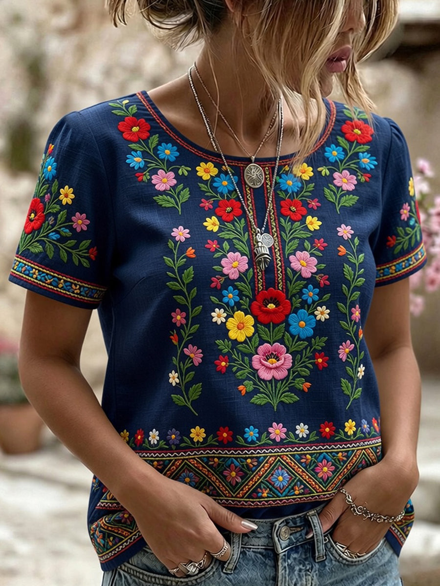 Retro midsommarfest konsttryck avslappnad t-shirt
