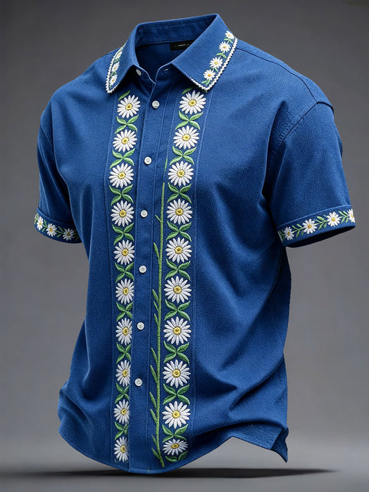 Lord's Sweden Floral Art Printed Linen Shirt