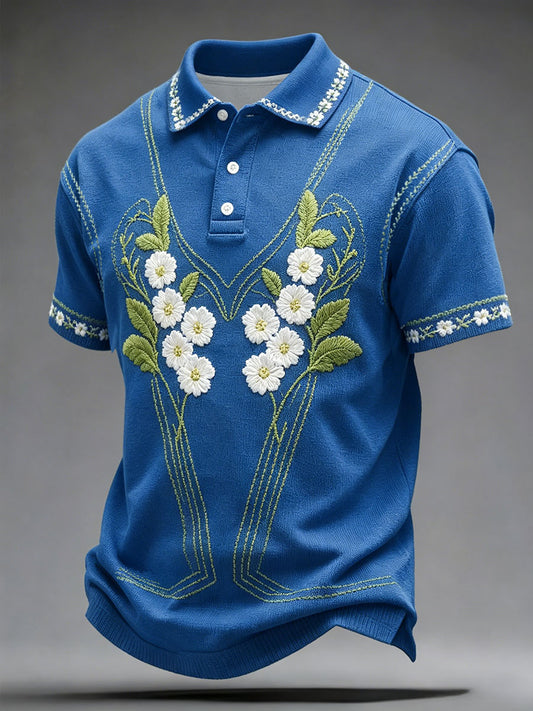 Men's Sweden Floral Art Printed Casual Tops