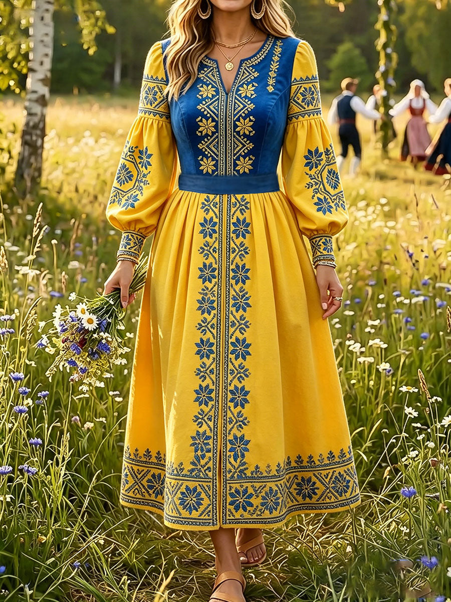 Women's Sweden Floral Print Linen Dresses