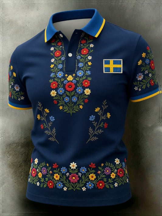 Retro Midsummer Party Art Print Casual Polo Shirt