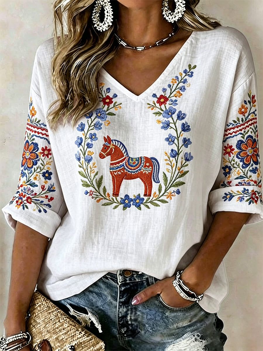 Women's Swedish Midsummer Print Relaxed T-shirt