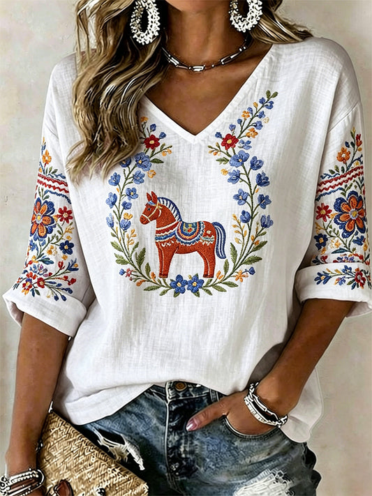 Women's Swedish Midsummer Print Relaxed T-shirt
