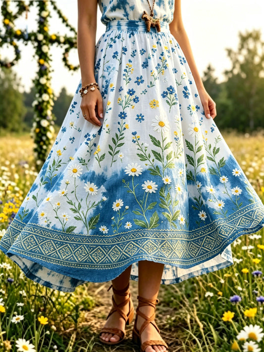 Damer Svensk midsommarfest konsttryck kjol