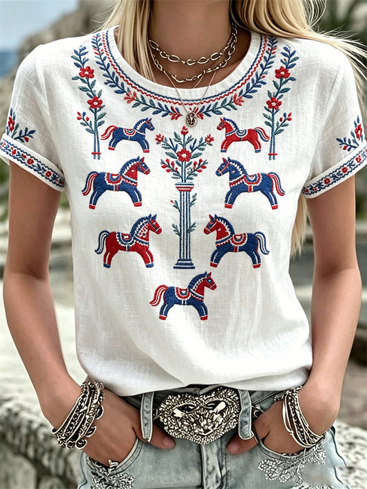 Women's Swedish Midsummer Print Relaxed T-shirt