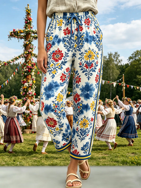Damer Svensk midsommarfest konsttryck byxor