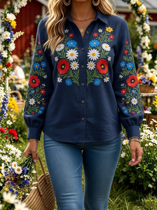 Retro Midsummer festival art print relaxed sweatshirt