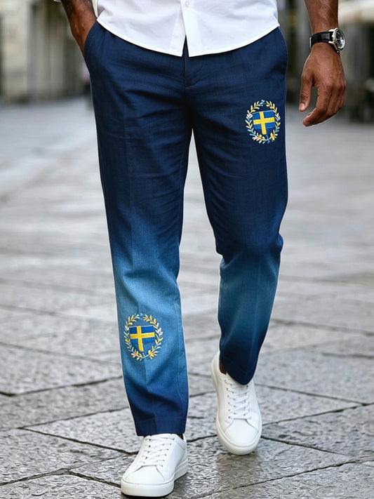 Men's vintage Swedish Midsummer graded cotton-linen lab pants