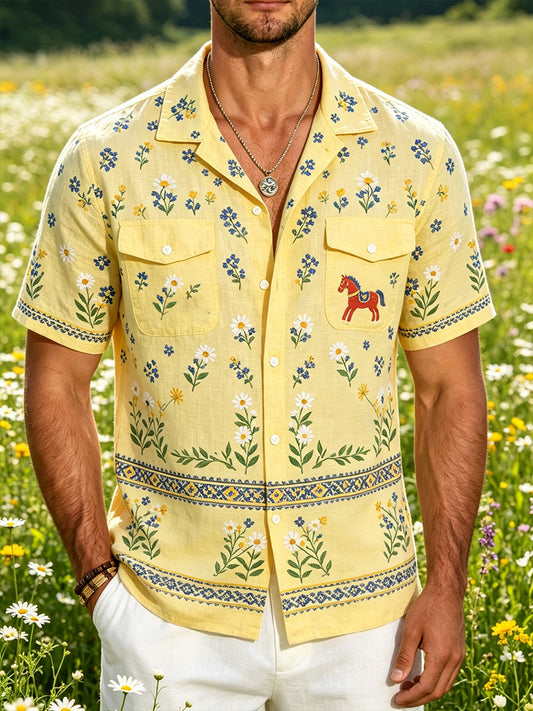 Men's shirt with midsummer floral pattern