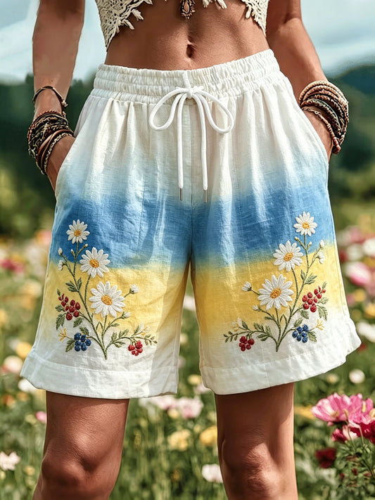 Damer Svensk midsommarfest minnesart-print shorts