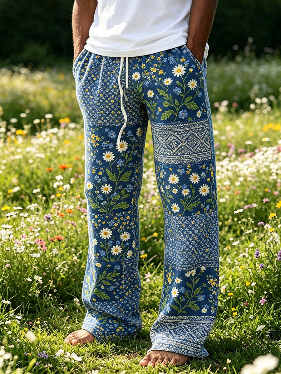 Men's Leisure House with Summer Floral Pattern